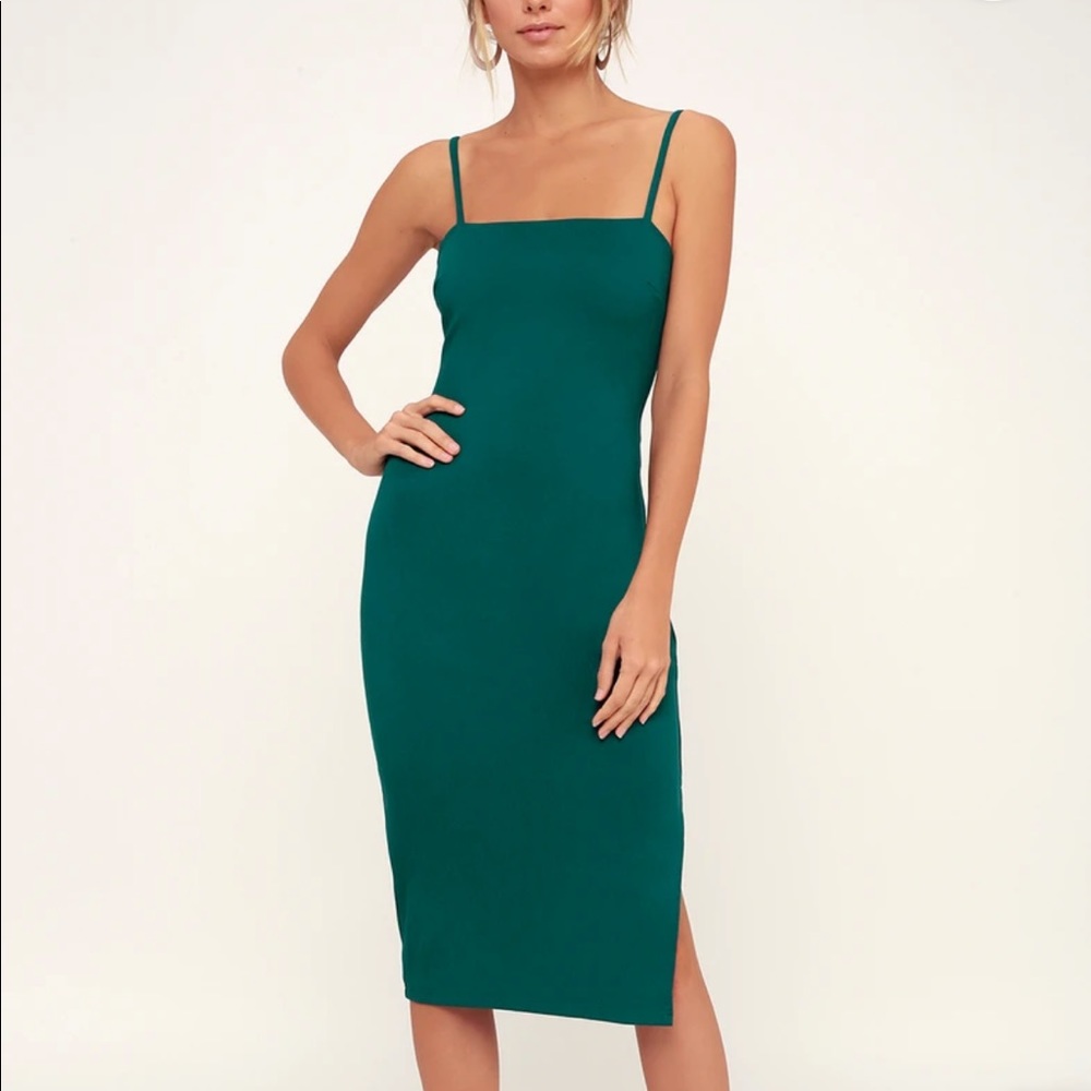 Paulina Forest Green Bodycon Midi Dress